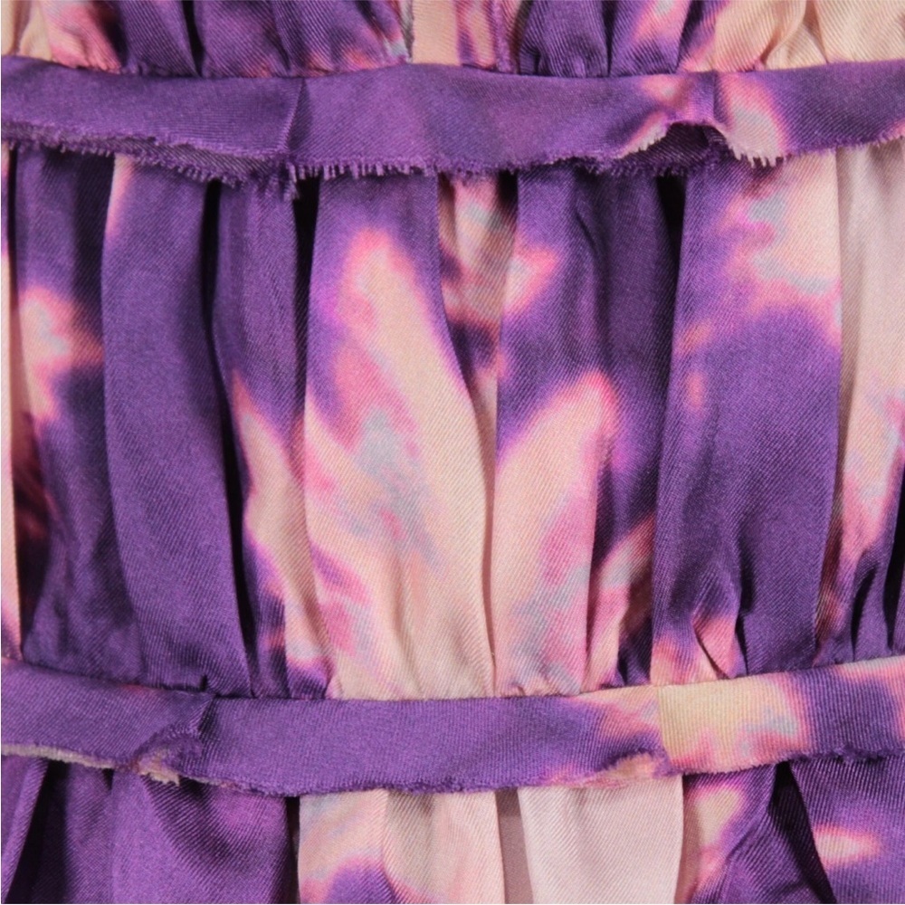 Ulla Johnson Emery Silk Ruffle Long Sleeve Mini Dress Purple Shibori Size 0 NWOT - Picture 13 of 15